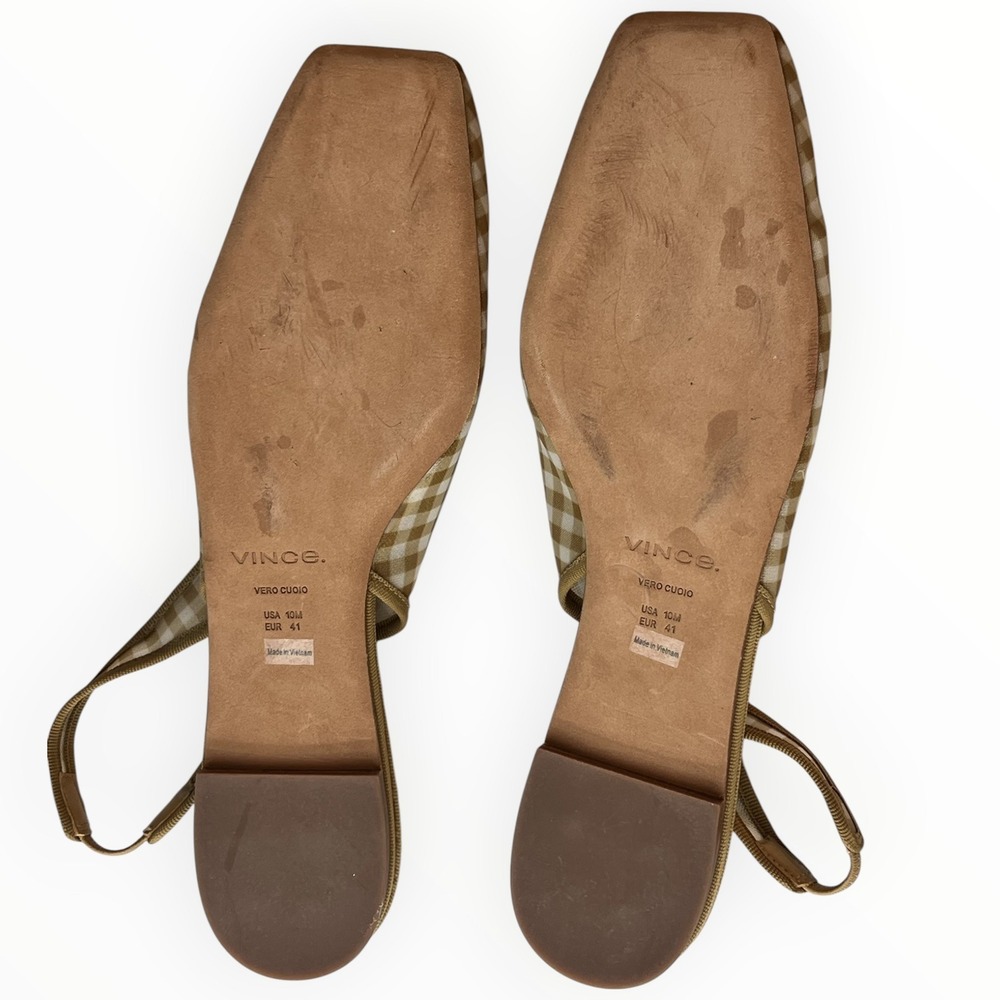 Vince Daphne II Gingham Mesh Slingback Flats Desert San Square Toe US 10 EU41 - Picture 7 of 12